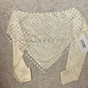 12th Tribe Cream and Silver Sequin Crop Top